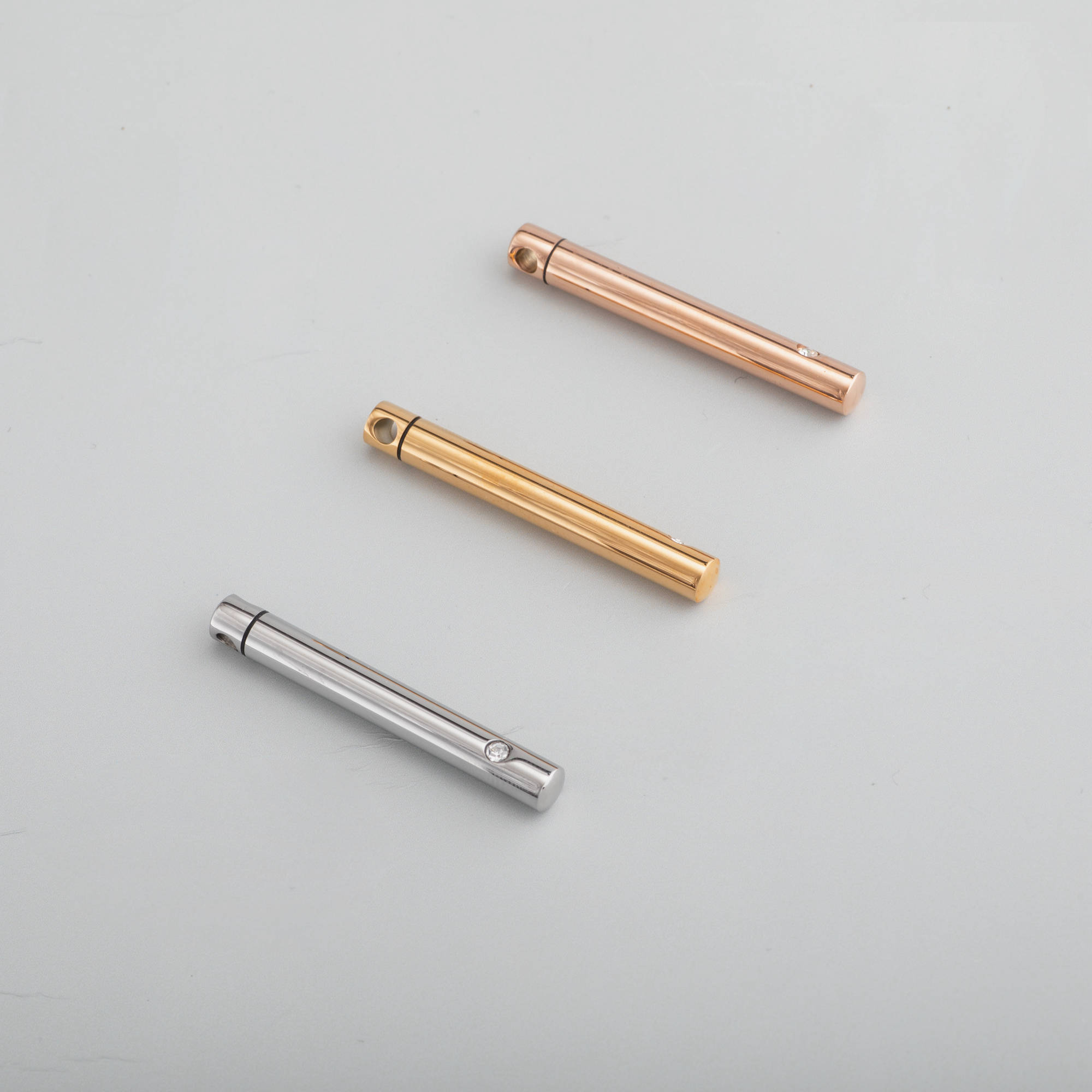 1Pcs 5x45MM Stainless Steel Rose Gold Silver Plated Perfume Container Vial Wish DIY Pendant Charm 1800512 - Click Image to Close